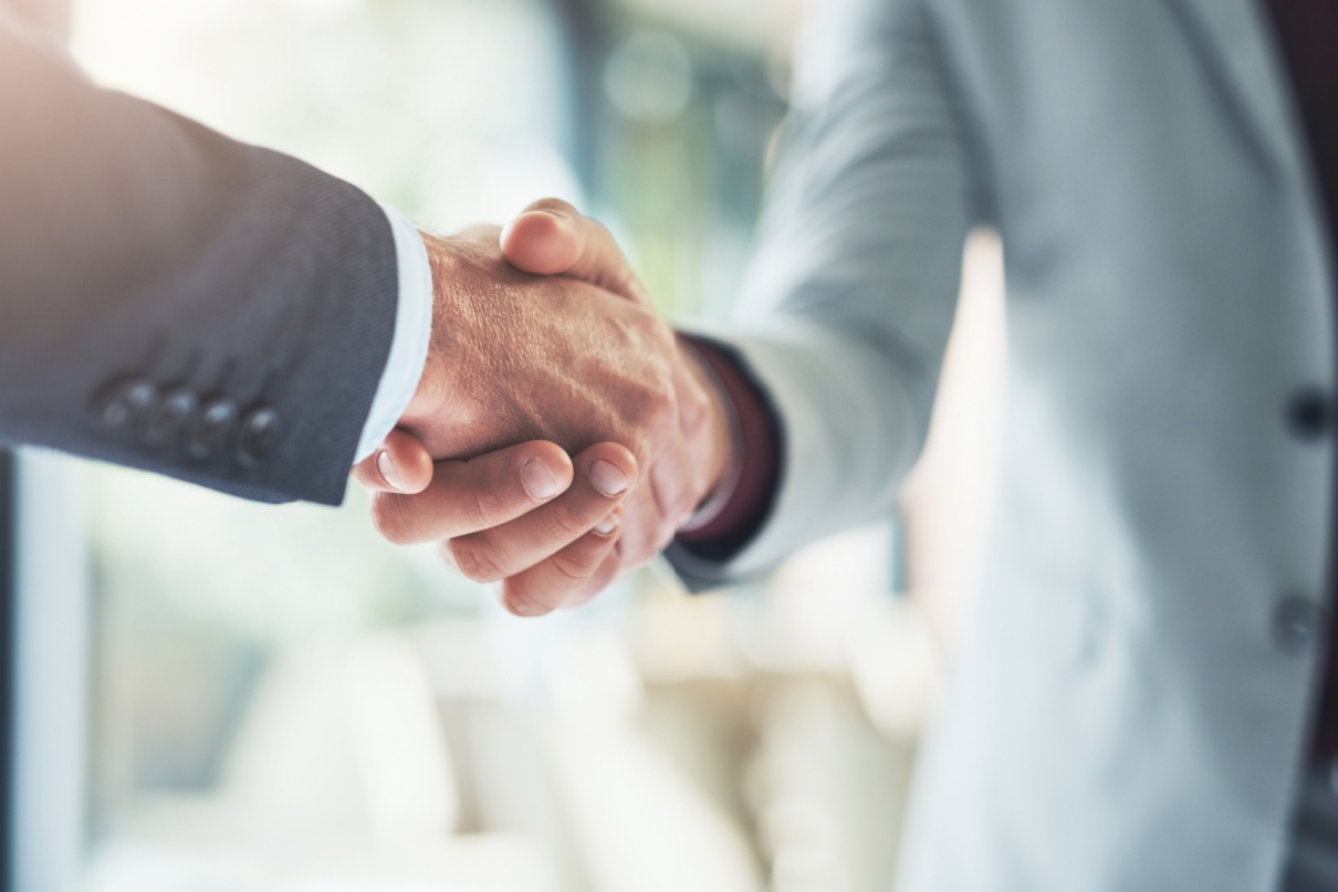 Two people shaking hands.