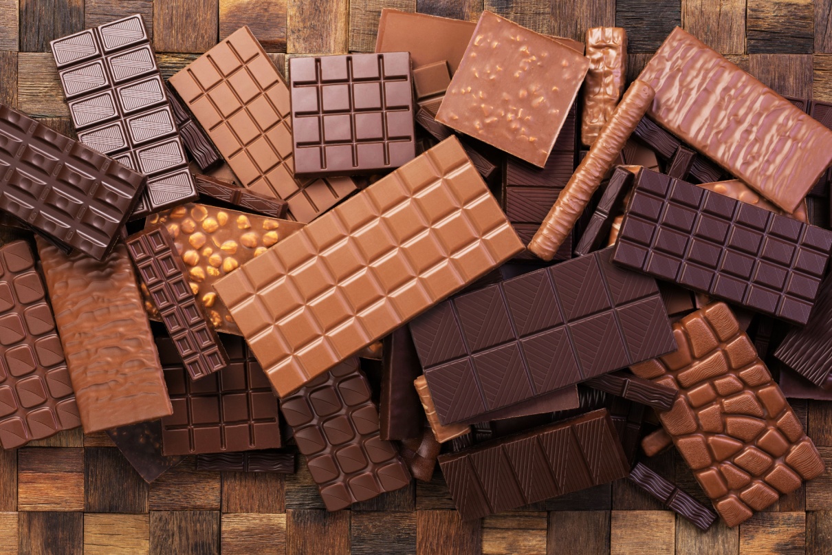 A pile of chocolate bars.