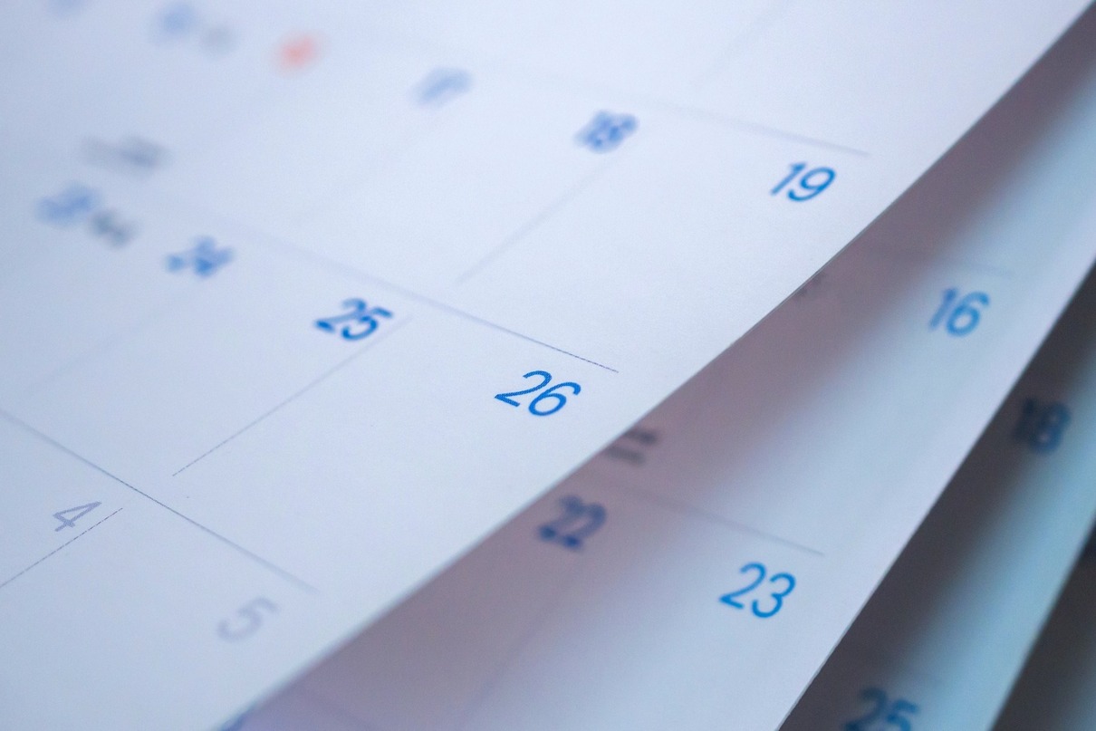A close-up of a calendar.